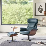 Elvin Leather Recliner and Ottoman - Image 5