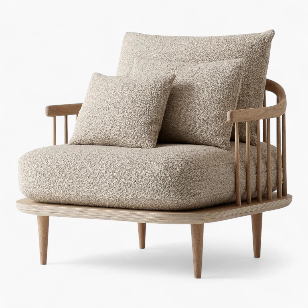 Fly-SC1-Lounge-Chair-White-Oak-Boucle-2 Fly SC1 Lounge Chair Replica by Space Copenhagen for &Tradition - Image 1