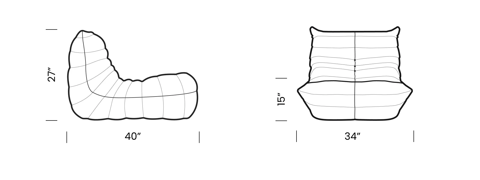 Togo Fireside Chair Desktop Dimensions